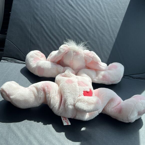 Puppy Love Floppy Pink Dog Plush Stuffed Animal Toy Heart Nose Soft Blue Eyes - Picture 5 of 12